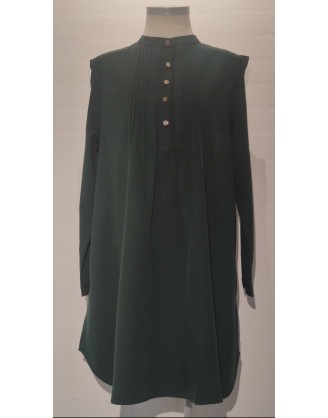 Green dress with gold buttons 